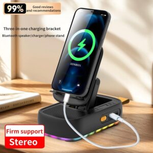 Cell Phone Stand with Wireless Bluetooth Speaker and Anti-Slip Base HD Surround Sound Perfect for Home and Outdoors with Bluetooth Speaker for Desk Compatible with iPhone/ipad/Samsung Galaxy