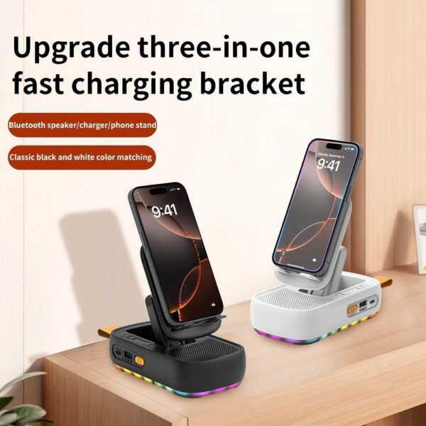 Cell Phone Stand with Wireless Bluetooth Speaker and Anti-Slip Base HD Surround Sound Perfect for Home and Outdoors with Bluetooth Speaker for Desk Compatible with iPhone/ipad/Samsung Galaxy - Image 3