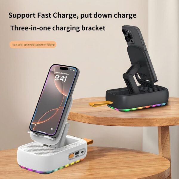 Cell Phone Stand with Wireless Bluetooth Speaker and Anti-Slip Base HD Surround Sound Perfect for Home and Outdoors with Bluetooth Speaker for Desk Compatible with iPhone/ipad/Samsung Galaxy - Image 4