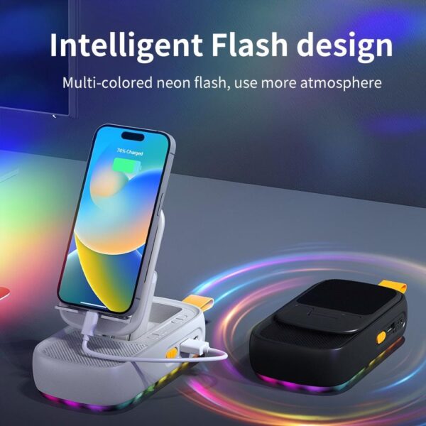 Cell Phone Stand with Wireless Bluetooth Speaker and Anti-Slip Base HD Surround Sound Perfect for Home and Outdoors with Bluetooth Speaker for Desk Compatible with iPhone/ipad/Samsung Galaxy - Image 5