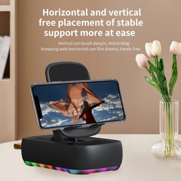Cell Phone Stand with Wireless Bluetooth Speaker and Anti-Slip Base HD Surround Sound Perfect for Home and Outdoors with Bluetooth Speaker for Desk Compatible with iPhone/ipad/Samsung Galaxy - Image 7