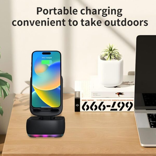 Cell Phone Stand with Wireless Bluetooth Speaker and Anti-Slip Base HD Surround Sound Perfect for Home and Outdoors with Bluetooth Speaker for Desk Compatible with iPhone/ipad/Samsung Galaxy - Image 9