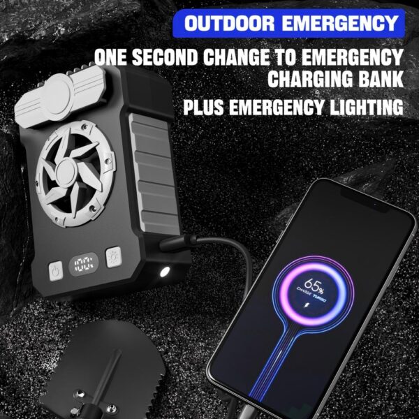Portable Fan, Mini Waist Fan, Rechargeable Battery, 20H Working Time, 5 Speeds Handsfree Hanging Neck Fan with Light for Camping Outdoor Jobsite - Image 6